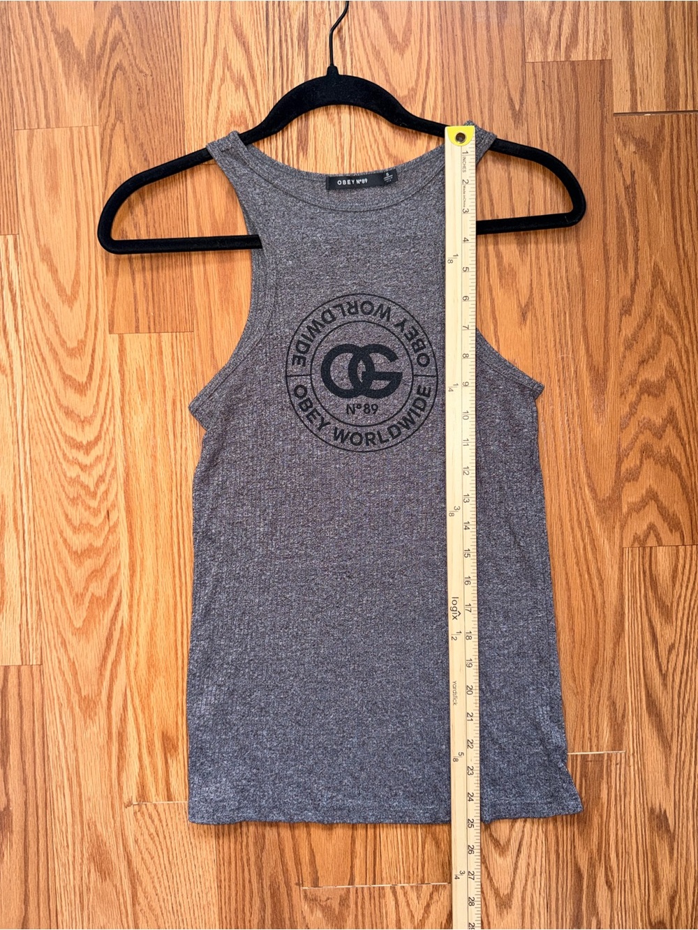 Obey Gray Ribbed Logo Racerback Tank - Picture 5 of 6